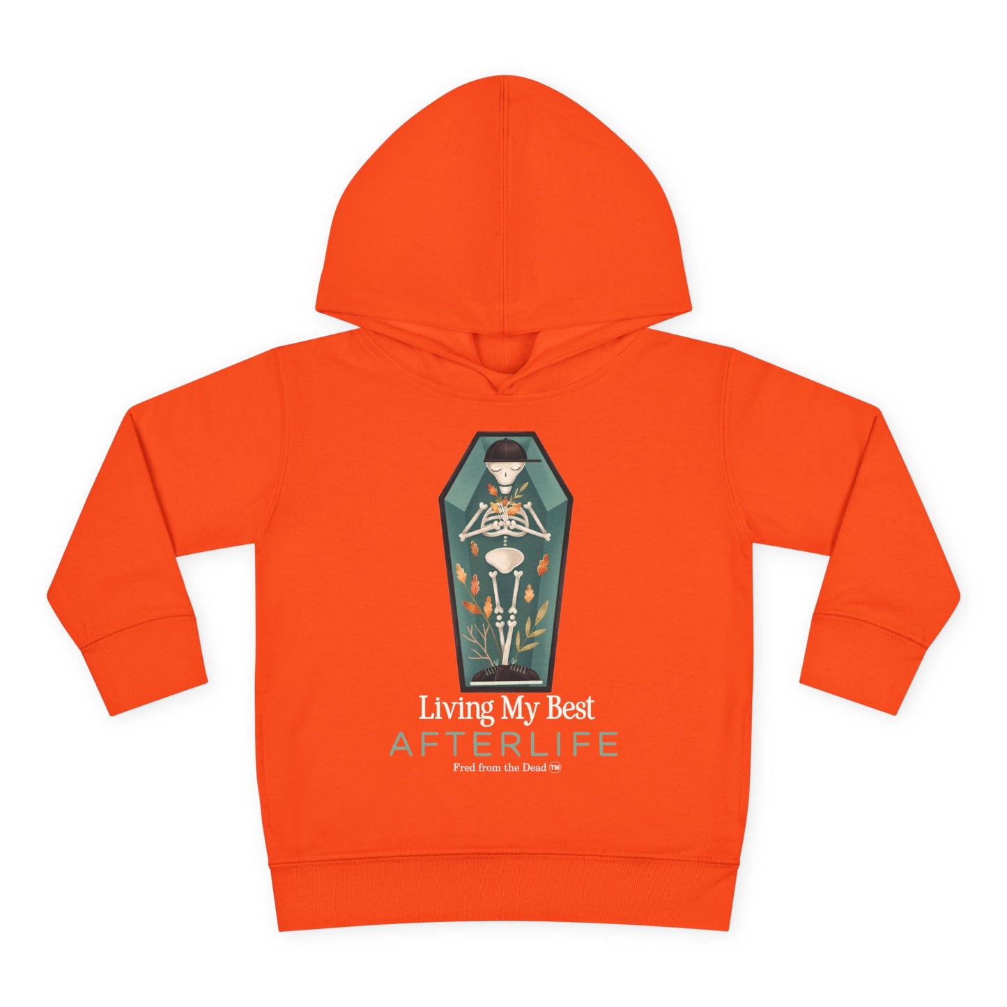 Toddler Hoodie — Living My Best Afterlife Skeleton Coffin Design